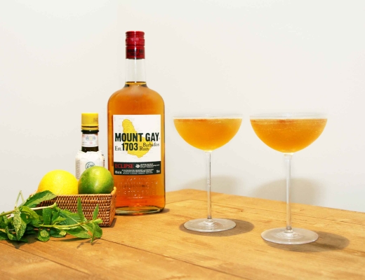 airmail cocktail, lime, lemon, mint rum
