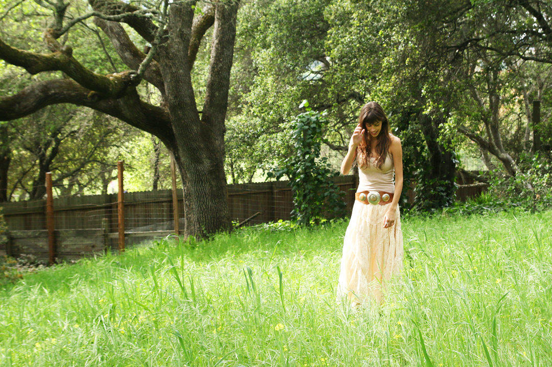 girl in field of grass maxi skirt